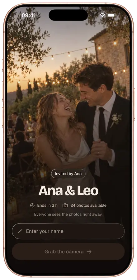 The invitation a guest sees after scanning the QR code